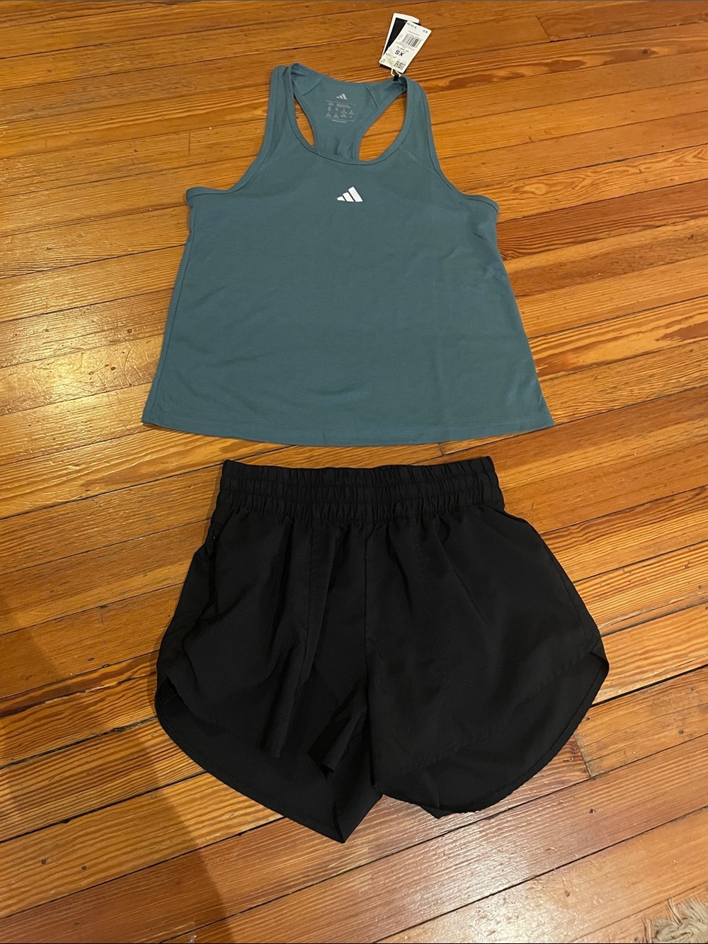 adidas Women's Teal Athletic Top and All In Motion Running Shorts - XS